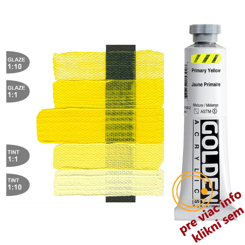 akrylová farba Primary Yellow 59ml, Golden Heavy Body